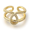 Rack Plating Knot Brass Clear Cubic Zirconia Open Cuff Rings RJEW-S411-29G-2