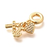 Brass Clear Cubic Zirconia Cross & Anchor & Heart European Dangle Charms KK-U048-08G-2
