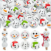 60Pcs 6 Styles Round Christmas Snowman Print Wood European Beads WOOD-PH0002-98-1