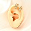 Brass Micro Pave Clear Cubic Zirconia Cuff Earrings EJEW-F370-38B-G-2