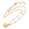 304 Stainless Steel Sea Animal Pendant Plastic Imitation Pearl Beaded Necklaces for Women NJEW-U048-02B-G-4