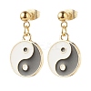 Flat Round with Yin Yang Alloy Enamel Dangle Stud Earrings EJEW-JE04893-02-1