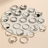 22Pcs Alloy Enamel Finger Cuff Rings Sets FS-WG8BC7B-01-3