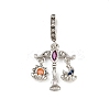 Brass Colorful Rhinestone European Dangle Charms LS-KK-P324-07P-1