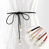 Imitation Leather Braided Belly Belt with Plastic Imitation Pearl Round Bead WG11EBA-03-2