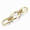 Brass Micro Pave Clear Cubic Zirconia Links Connectors LS-KK-S061-45G-NR-2