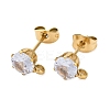 Ion Plating(IP) 304 Stainless Steel Cubic Zirconia Stud Earring Findings STAS-P373-04B-G-2