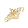 Brass Micro Pave Clear Cubic Zirconia Connector Charms LS-KK-Z094-08G-02-2