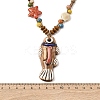 Ceramic Fish Pendant Adjustable Waxed Cord Necklaces for Women NJEW-B146-03-5