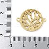 Rack Plating Brass Micro Pave Clear Cubic Zirconia Flat Round with Tree Connector Charms KK-A234-034G-3