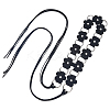 1Pc Imitation Leather Flower Brass Ring Link Chain Waist Belly Chains Belts for Women AJEW-CL0001-49B-1