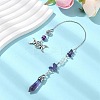 Pointed Faceted Bullet Natural Amethyst & Opalite Chip Dowsing Pendulums PALLOY-JF03067-2