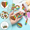 12Pcs 6 Styles Pride Rainbow Theme Resin & Walnut Wood Pendants WOOD-FS0001-32-2