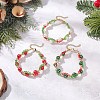 3Pcs 3 Colors Christmas Glass & Baking Paint Pearlized Glass Pearl Round Beaded Bracelets for Women BJEW-JB12441-1