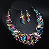 Alloy Rhinestone Pendant Necklaces & Teardrop Stud Dangle Earring Sets for Women WG99E9F-06-3
