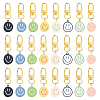 24Pcs 8 Colors Alloy Enamel Smiling Face Charm Keychains KEYC-DC00046-1