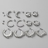 6 Pair 6 Style Brass Round Stud Earrings EJEW-WH0015-60P-1