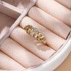 Brass Micro Pave Clear Cubic Zirconia Cuff Finger Rings for Women RJEW-C116-12G-1