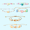 6Pcs 6 Style Adjustable Nylon Thread Braided Bead Bracelets BJEW-SC0001-48-7