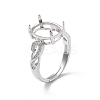 Rhodium Plated 925 Sterling Silver Cubic Zirconia Adjustable Ring Components STER-C011-15P-1