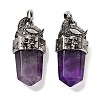 Natural Amethyst Faceted Sword Pendants G-Q163-01AS-07-1