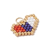 Handmade Glass Seed Beaded Heart Charms PALLOY-MZ00620-02-3