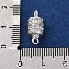 Brass Micro Pave Clear Cubic Zirconia Hollow Column Connector Charms KK-A230-05F-S-3