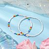 2Pcs 2 Styles Heart Glass Seed Beaded Stretch Bracelet Sets BJEW-JB10530-01-2