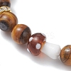 Natural Tiger Eye & Lampwork Beads Stretch Bracelets for Women BJEW-JB13317-01-3