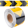 2" X 33ft Reflective Hazard Warning Tape Yellow Black High Intensity Waterproof Reflector Safety Tape Marking Tape for Outdoor Steps AJEW-GF0001-54A-1