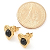 Natural Obsidian & Ion Plating(IP) 304 Stainless Steel Heart Stud Earrings EJEW-A118-04G-01-5