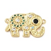 Brass Pave Colorful Cubic Zirconia Elephant Links Connector Charms KK-A282-13G-1