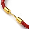Brass Column Bar Link Bracelet with Leather Cords BJEW-G675-05G-3