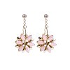 Flower Shape Brass Glass Imitation Rose Quartz Dangle Earrings EJEW-BB65719-A-1