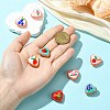 9Pcd 9 Colors Painted Glass Beads Enamel Beads Heart with Fruit LAMP-CJ0002-45-4