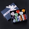 14Pcs Chakra Heart & Hexagonal Prism Mixed Natural Gemstone Healing Stones Set PW-WG55180-01-1