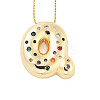 Brass Micro Pave Cubic Zirconia Letter Pendant Necklaces KK-Z069-01G-Q-1