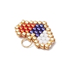 Handmade Glass Seed Beaded Heart Charms PALLOY-MZ00620-02-4