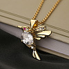 Brass Pave Cubic Zirconia Little Bird Pendant Necklaces FS-WG89328-03-1