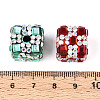 Polymer Clay Rhinestone Beads with Square Acrylic CLAY-T022-03A-3