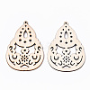 Undyed Natural Hollow Wooden Big Pendants WOOD-N007-109-2