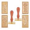 Pear Wood Handle and Wax Seal Brass Stamp Head Sets AJEW-CP0002-49-1