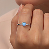 Light Sky Blue Synthetic Opal Heart Finger Ring FM4105-1-2