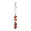 Faceted Round Natural Quartz Crystal & Carnelian & Red Jasper Beaded Pendants PALLOY-JF03529-01-1