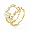 Ion Plating(IP) 304 Stainless Steel Cubic Zirconia Cuff Ring for Women RJEW-C060-04G-1