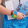 Candy Color Chunky Curved Tube Acrylic Beads Stretch Bracelets Set for Women BJEW-SW00015-7