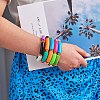 Candy Color Chunky Curved Tube Acrylic Beads Stretch Bracelets Set for Women BJEW-SW00015-7
