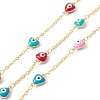 Handmade Eco-friendly Brass Enamel Heart with Evil Eye Link Chain CHC-E025-44G-1