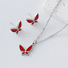 304 Stainless Steel Enamel Butterfly Pendant Necklace & Stud Earrings Set for Women AP1846-5-1