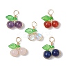Natural Lapis Lazuli/Carnelian/Rose Quartz/Amethyst/Synthetic Moonstone Round Copper Wire Wrapped Pendants PALLOY-JF03312-1